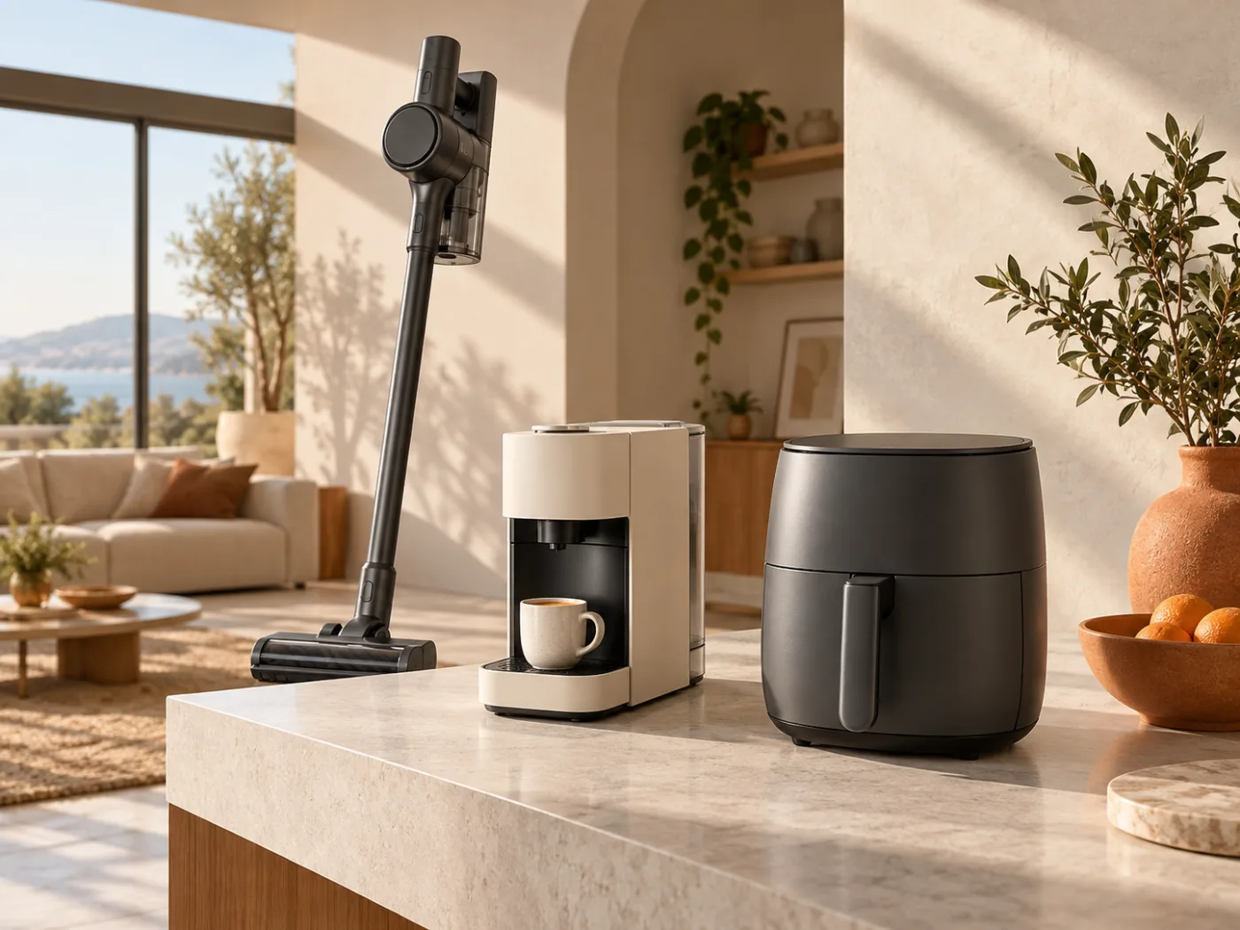 Şarjlı süpürge, kahve makinesi ve airfryer